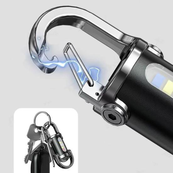 Mini Flashlight 5 Lighting Modes Dual Light Source Waterproof Rechargeable Keychain Flashlight Camping LED Torch