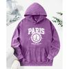 Париж Открой Город Принт Женские Толстовки Хлопок Оверсайз Пуловеры Осень Мягкая Уличная Одежда Хип-Хоп Женское Худи