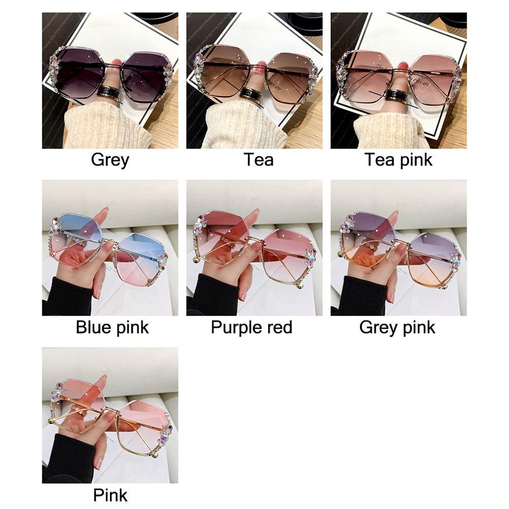 New Fashion Cutting Lens UV400 Rimless Sunglasses Gradient Rhinestone Sunglasses Women Sun Glasses