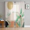 Boho Abstract Leaves Plants Sheer Curtains For Living Room Kitchen Window Curtains Bedroom Tulle Voile Curtains
