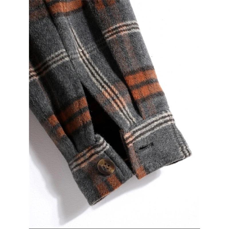 Men's Plaid Long Sleeve Hooded Jacket, Warm Fashion Casual Fall Coat