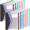 12pcs A4 Binder Pocket Plastic Envelopes Binder Folders, 11 Holes Expandable Binder Folders Document Pouch with Snap Button & Label Loose-Leaf