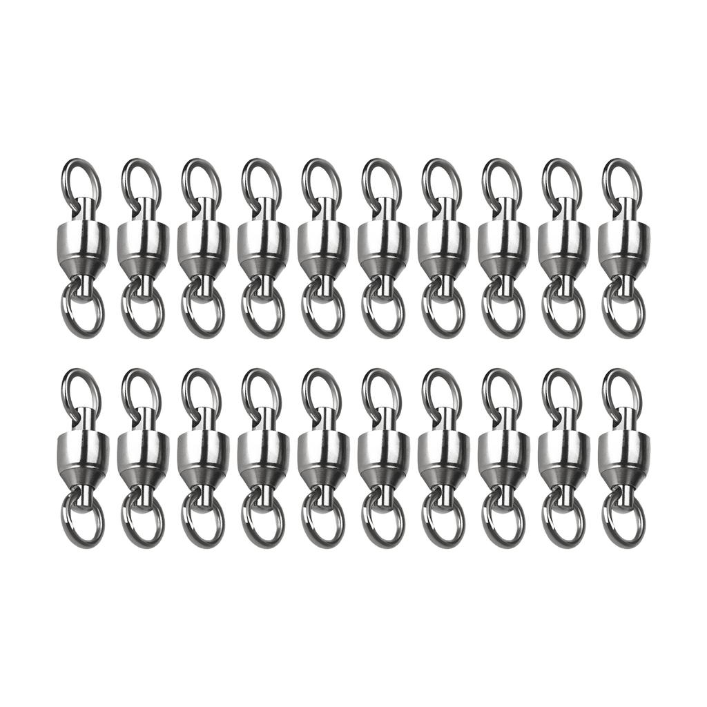 20Pcs Bearing Fishing Swivel Stainless Rolling Swivels Barrel Swivel Line Connector Heavy Duty Fishing Tackle Accessory