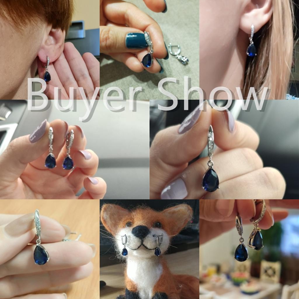 BELLA BOX Women Drop Earrings Fashion Jewelry Blue CZ Lady Dangle Earring For Party Wedding Anniversary Love Gifts