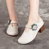 Women's Shoes Head Layer Cowhide Leather Shoes Ethnic Style Thick Heel Soft Bottom Single Shoes