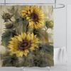 Sunflower Flower Shower Curtain Waterproof Shower Curtain Polyester Fabric 3D Printed Curtain Bathroom Decoration With Hooks