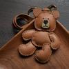 Original Design Teddy Puppet Bear Leather Car Key Bag Pendant Handmade Custom Gift Women's Keychain