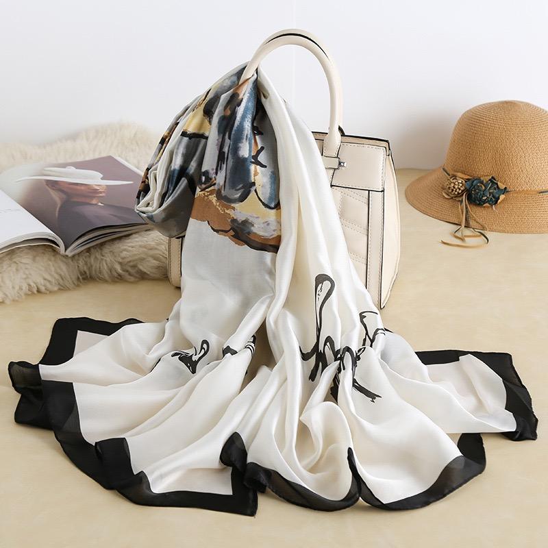 Spring Scarf Women's Luxury Design Polyester Material Smooth Scarf Soft Shawl Beach