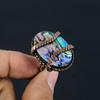 Abalone Shell Gemstone Copper Wire Wrapped Handmade Jewelry Ring For Her All Size