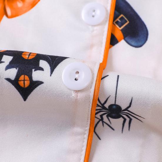 Женский пижамный комплект с коротким рукавом, двухкомпонентный, топ на пуговицах и шорты, пижама, одежда для отдыха, наряды для сна на Хэллоуин