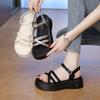 Small Sandals Sweet Cool Leak Toe Thick Sole Cross One Word Buckle New Summer Beach Sandals