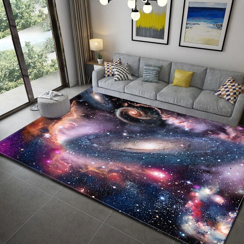 Fashion 3D Printed Earth Large Carpets Galaxy Space Pattern Carpet Parlor Big Carpet Living Room Bathroom Mat Anti-slip