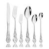 1Pcs Retro Silver Tableware Cutlery Set Silverware Stainless Steel Vintage Luxury Wedding Western Dinnerware Flatware