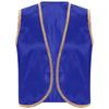 Mens Arabian Prince Costume Stain Vest Shiny Gold Trim Open Front Curved Waistcoat