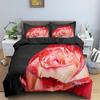 Red Rose Duvet Cover Set 3D Print Romantic Theme Valentine's Day Gift Polyester Comforter Cover with Pillowcase King Queen Size