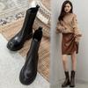 Fashion Hot Genuine Leather Women's Boots Office Lady Slip-On Chelsea Boots Fashion Ankle Boots Round Toe Flat with Women Shoes Platform