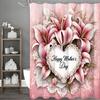 Happy Mother's Day Pink Heart Lily Shower Curtain, Bathroom Decorative Shower Curtain, Waterproof Shower Curtain with Hooks