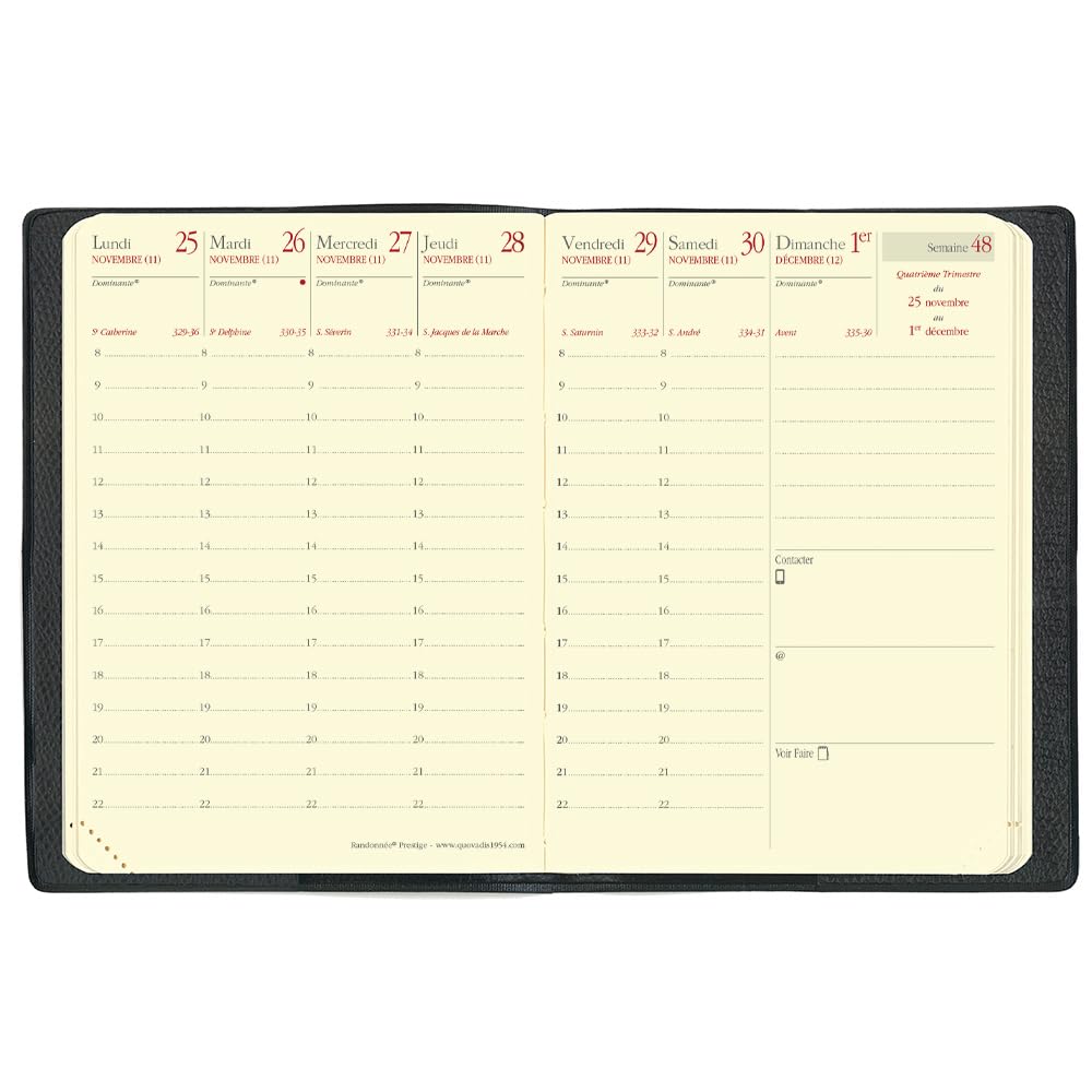Quo Vadis 2026 Trip Prestige/Ampara Planner Diary (Weekly Vertical, Starting December 2025, B7 Variant, 9 X 12.5cm, French Edition), Red (qv92201rd)