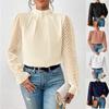 2024 European & American Women's Autumn/Winter Half-High Collar Wave Pattern Chiffon Long Sleeve Top