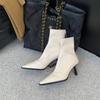 Fashion 2024 Autumn/Winter Sexy Skinny Heel Ankle Boots for Women Elastic Skinny Pointy Boots for Women