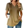 Womens Short Sleeve T Shirts Pleated V Neck Printing Tee Collared Summer Tops Fashion Business Casual Work