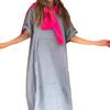Women's Summer Style Loose Casual Solid Color Short-sleeved Cotton Linen Dress