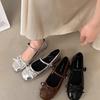 Silver Light Mouth Ballet Flat-soled Single Shoes for Women's 2025 New Summer Skirt French Round Head Mary Jane Shoes