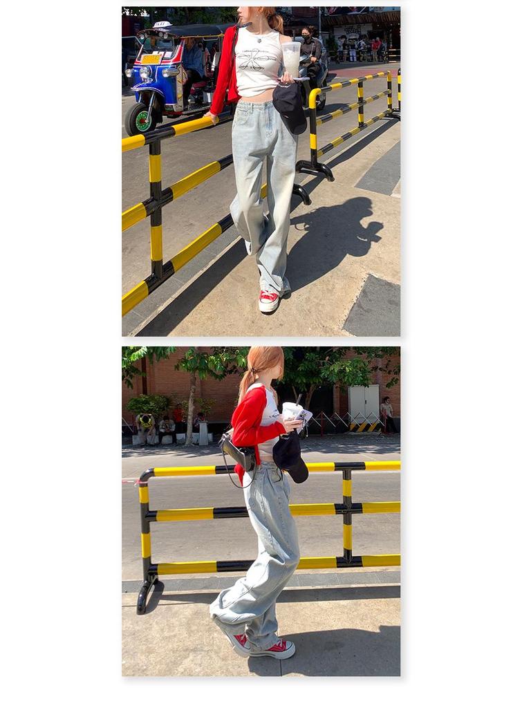 Women's 2024 Korean Retro High-Waist Wide-Leg Floor-Length Jeans