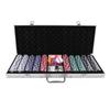 500Pcs Poker Chips 2 Set Play Cards 5 Dices Set with Carrying Case for Home Travel Camping Picnic