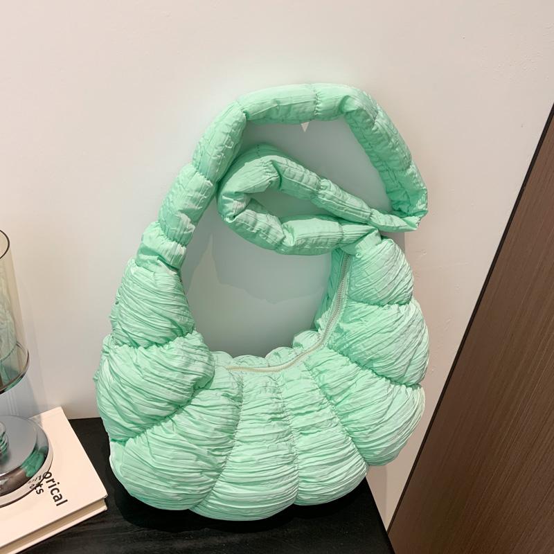 2024 Summer Pleated Cloud Bag Female Candy Color Large Capacity Shoulder Bag Women's Handbags Shopping Girls Pouch Tote Bags