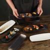 Japanese Ceramic Long Plate Creative Cuisine Sushi Sashimi Plate Rectangular Flat Plate Frilled Dessert Plate