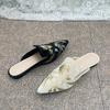 Cool Slippers Women's Spring and Autumn Embroidery Pointed Micro-heel Non-slip Soft-soled Sandals