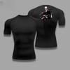 Men Summer Athletic Compression T-Shirt Breathable Quick-Dry High-Elasticity Short Sleeve with Bold Bleach Graphic Running Gym
