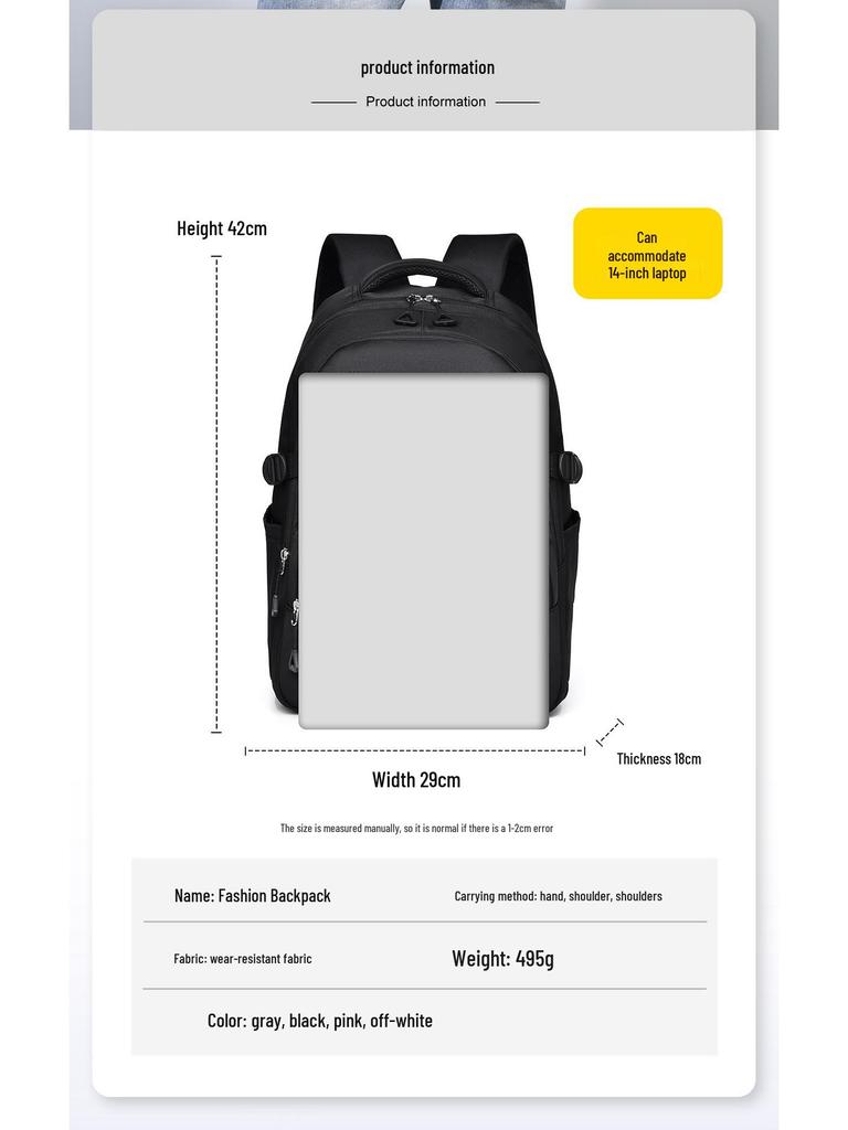 Korean Style Large Capacity Student Backpack - Simple Design for Junior High and College Students