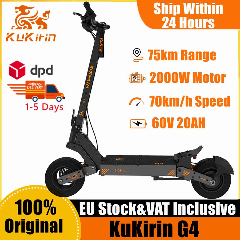 EU Stock KuKirin G4 Electric Scooter 2000W Motor 60V 20Ah Battery 75km Top Range 70km/h Max Speed 11" Off-Road Vacuum Tires