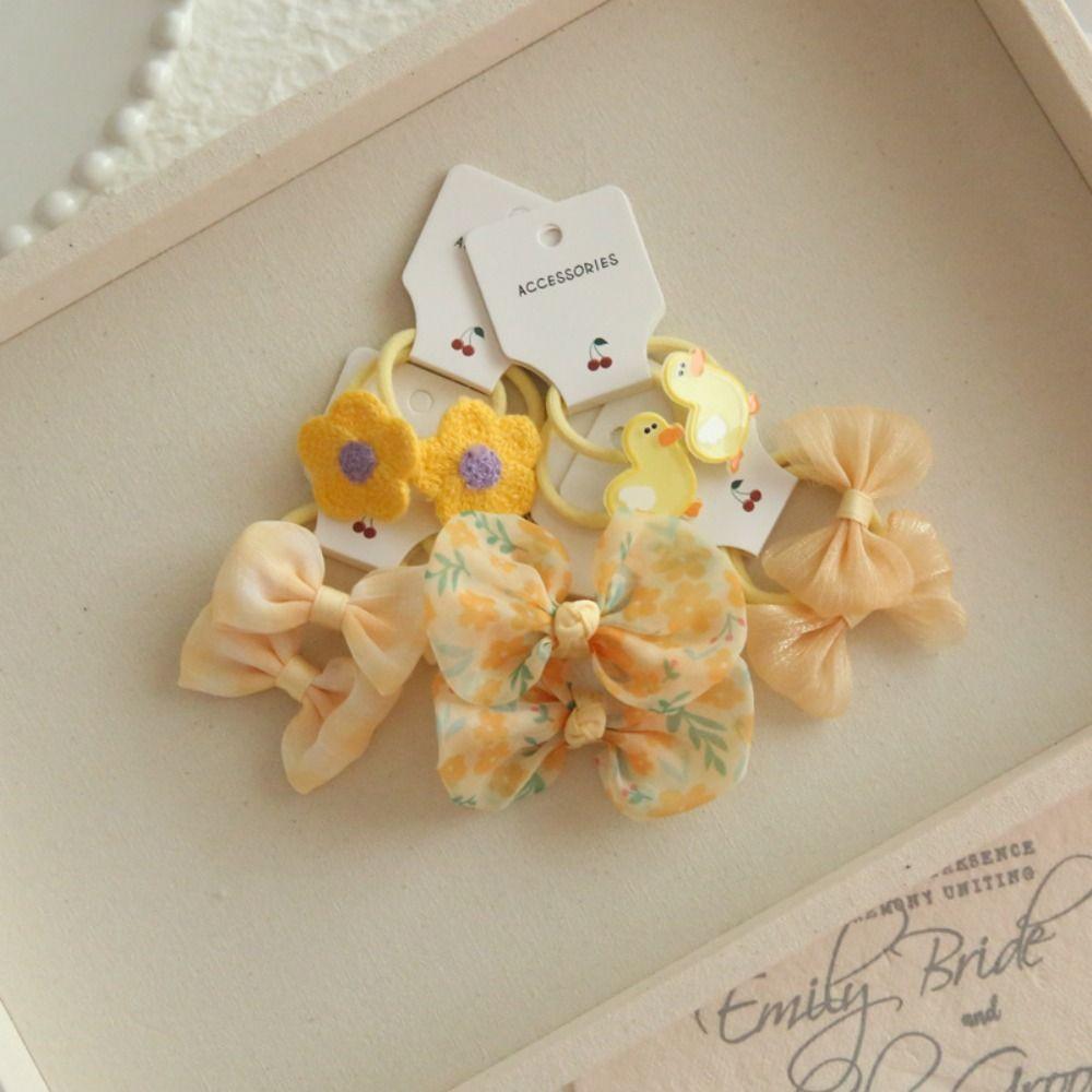 10Pcs Cute Hair Ties Bowknot Sweet Hair Rope Luxury Bows Flower Headdress
