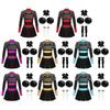Children's Cheer Leader Costume Halloween Cheerleading Uniform Dress with Pompoms and Socks Carnival Party Fancy Dress Outfit