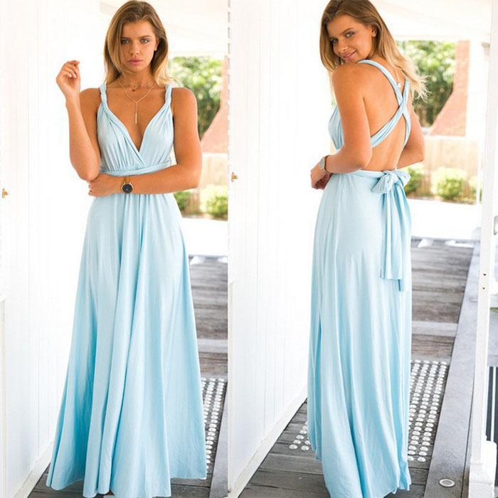 Sexy Women's Fashion Long Dress Beach Bridesmaid Convertible Wrap Party Dress Women