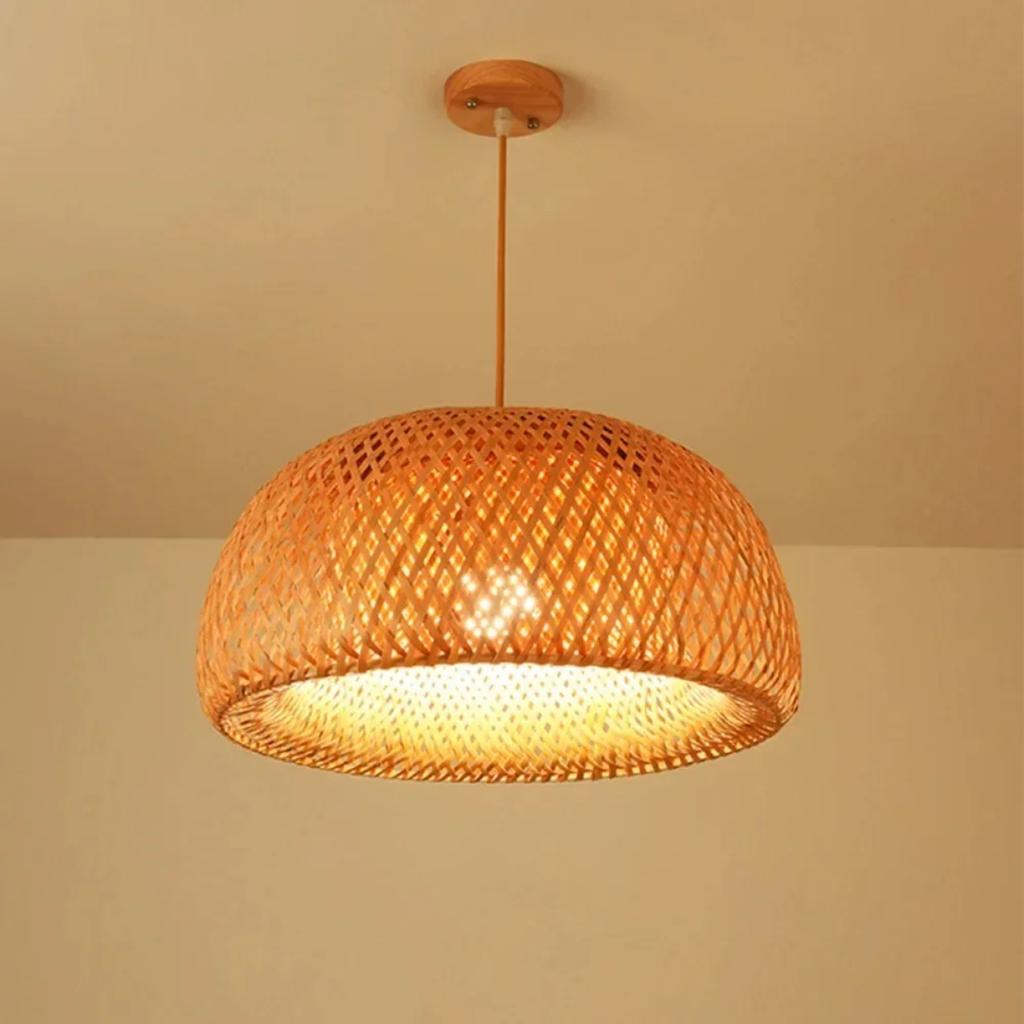 New Bamboo Lamp Shade - Natural Hand-Woven Rattan Chandelier Bamboo  Lighting Fixtures Hanging Light