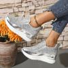 Silver Sequins Wedge Sneakers Women Fashion Slip On Thick Bottom Vulcanized Shoes Woman New Height Increasing Casual Shoes 42
