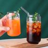 Resuable Glass Drinking Cup with Lid and Straw Coke Cup with Natural Bamboo Lid with Hole for Bubble Tea Milk Smoothie Drinks
