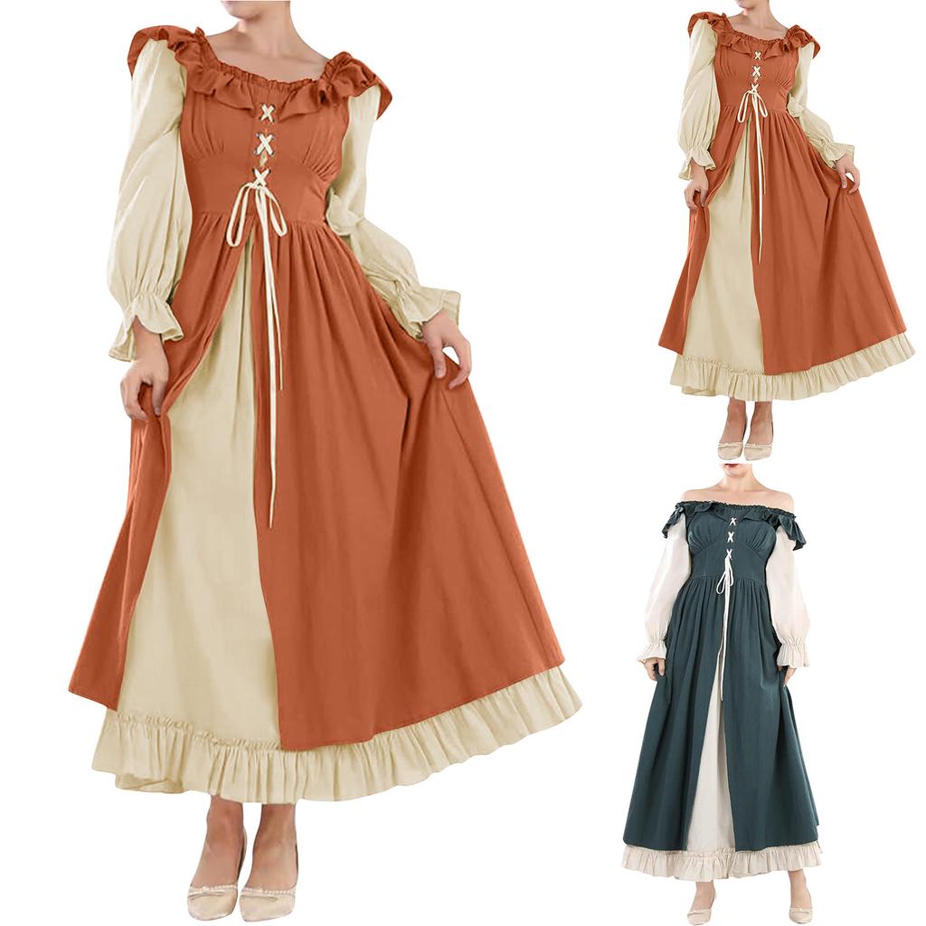 Women's Fly Sleeve Elasticized Back Big Swing  Vintage Dresses