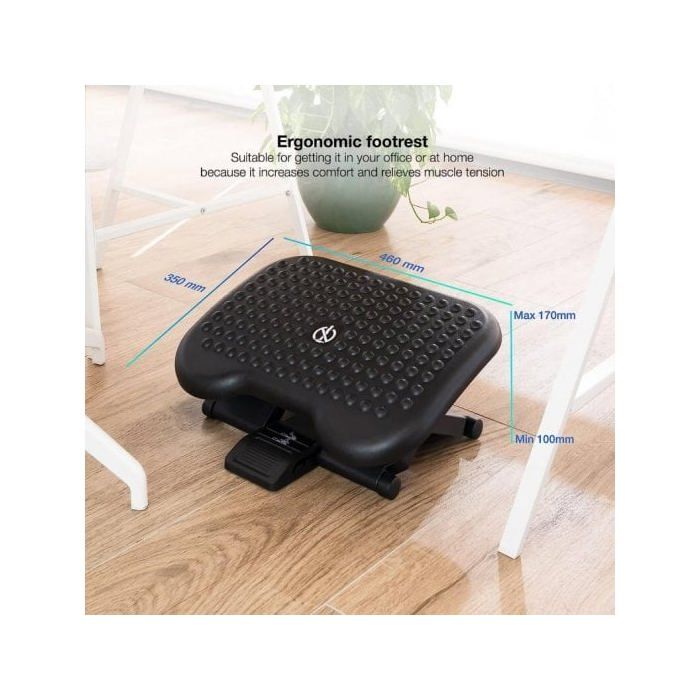 Footrest - Tooq - Adjustable - Height and Tilt - Black - Contemporary Office