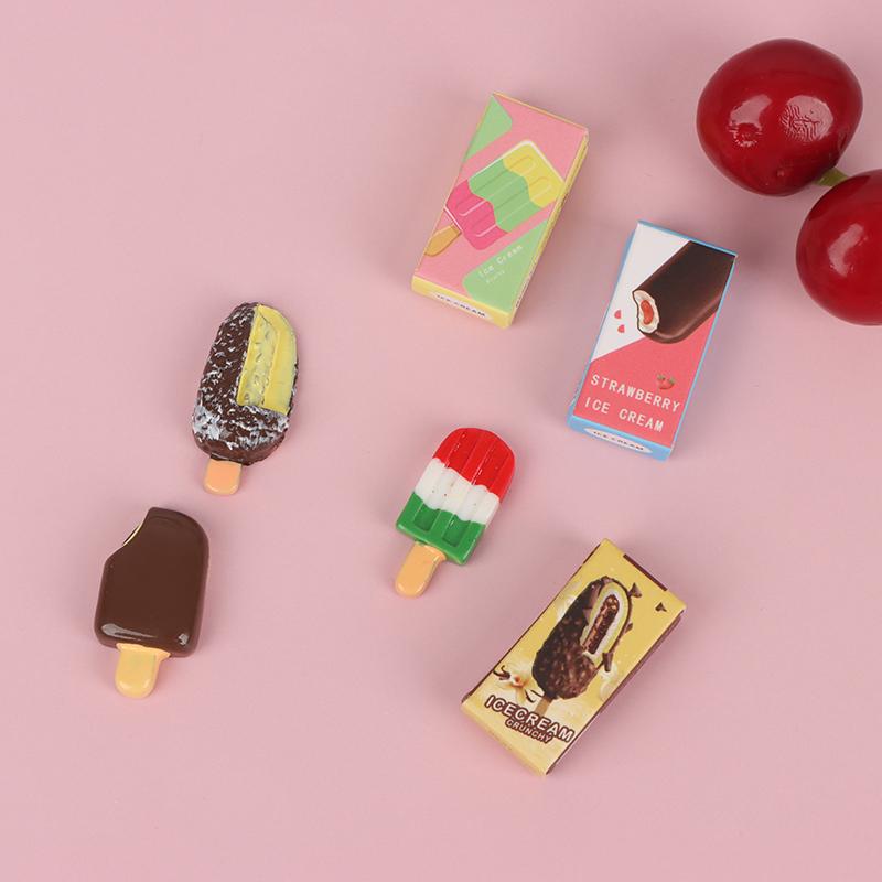 1Set 1:12 Dollhouse Mini Rainbow Ice Cream Chocolate W/Packaging Box Decor Toy