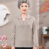 Mom's New Spring and Autumn Thin Sweater Middle-aged Women's Large Size Loose Pullover Base Shirt Women's Top