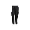Solid Color Pocket Logo Print Straight-Leg Drawstring Sports Pants Men Bottoms Black HT0523