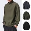 Men Fall Winter Sweatshirt Half Zipper Stand Collar Loose Solid Color Loose Long Sleeves