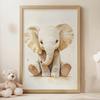 Poster Small Elephant In Minimalist Style Poster Small Elephant In Minimalist Style, 30X40 Cm, Dark Brown Wooden Frame, 230 Gsm Matte Paper