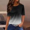 T Shirts For Women Pleated Round Neck Dressy Casual Blouses Printing Short Sleeve Summer Tops Loose Fit