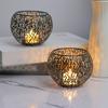 Warm Ambiance Decorative Candle Holders Gold Metal Candle Holders